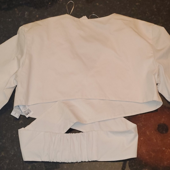 Zara Cutout Wrap Around Crop Top White Medium - Picture 7 of 8
